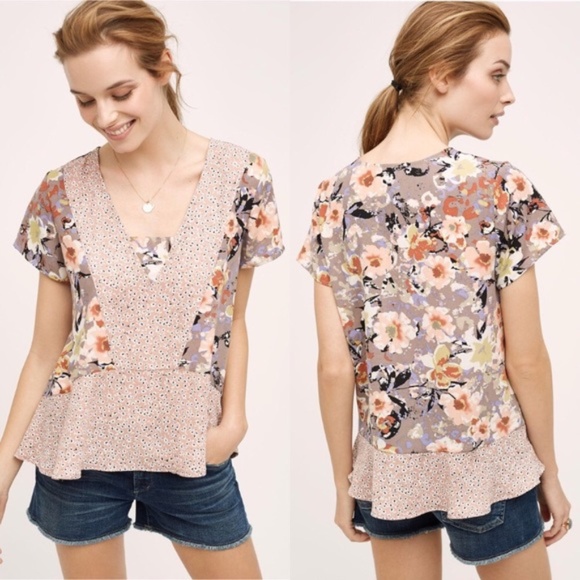 Anthropologie Tops - Anthropologie En Elle Verina Floral Peplum Top S